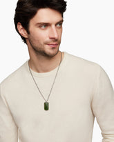 Chevron Tag in Sterling Silver with Nephrite Jade, 35mm